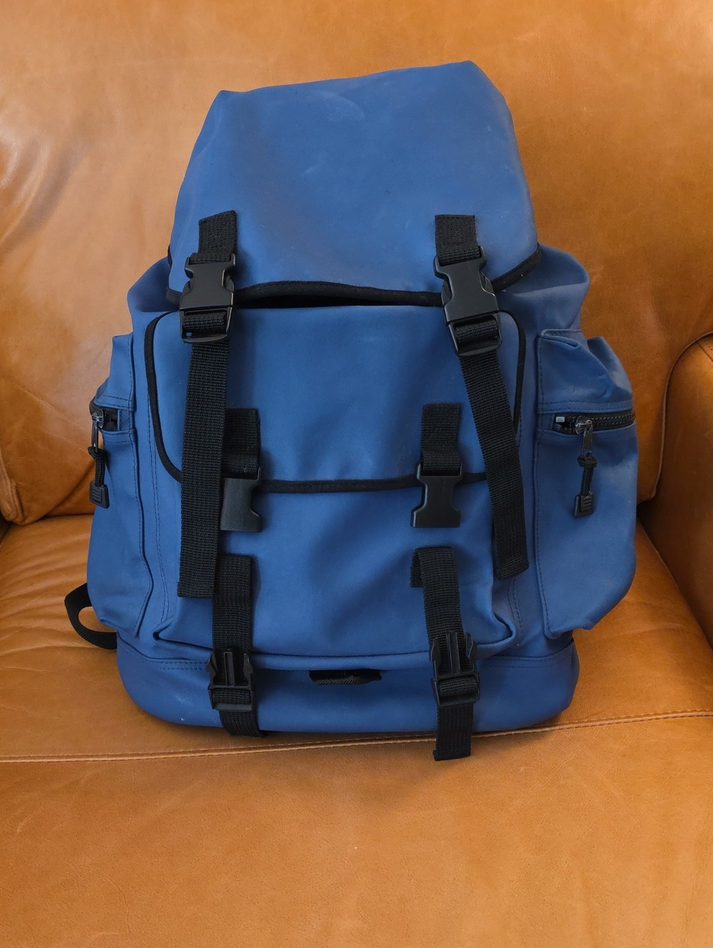 J. Crew Navy Blue Canvas Backpack with Black Straps